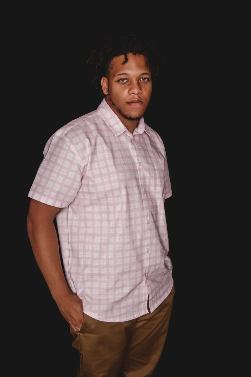 Custom pink gingham short-sleeve shirt